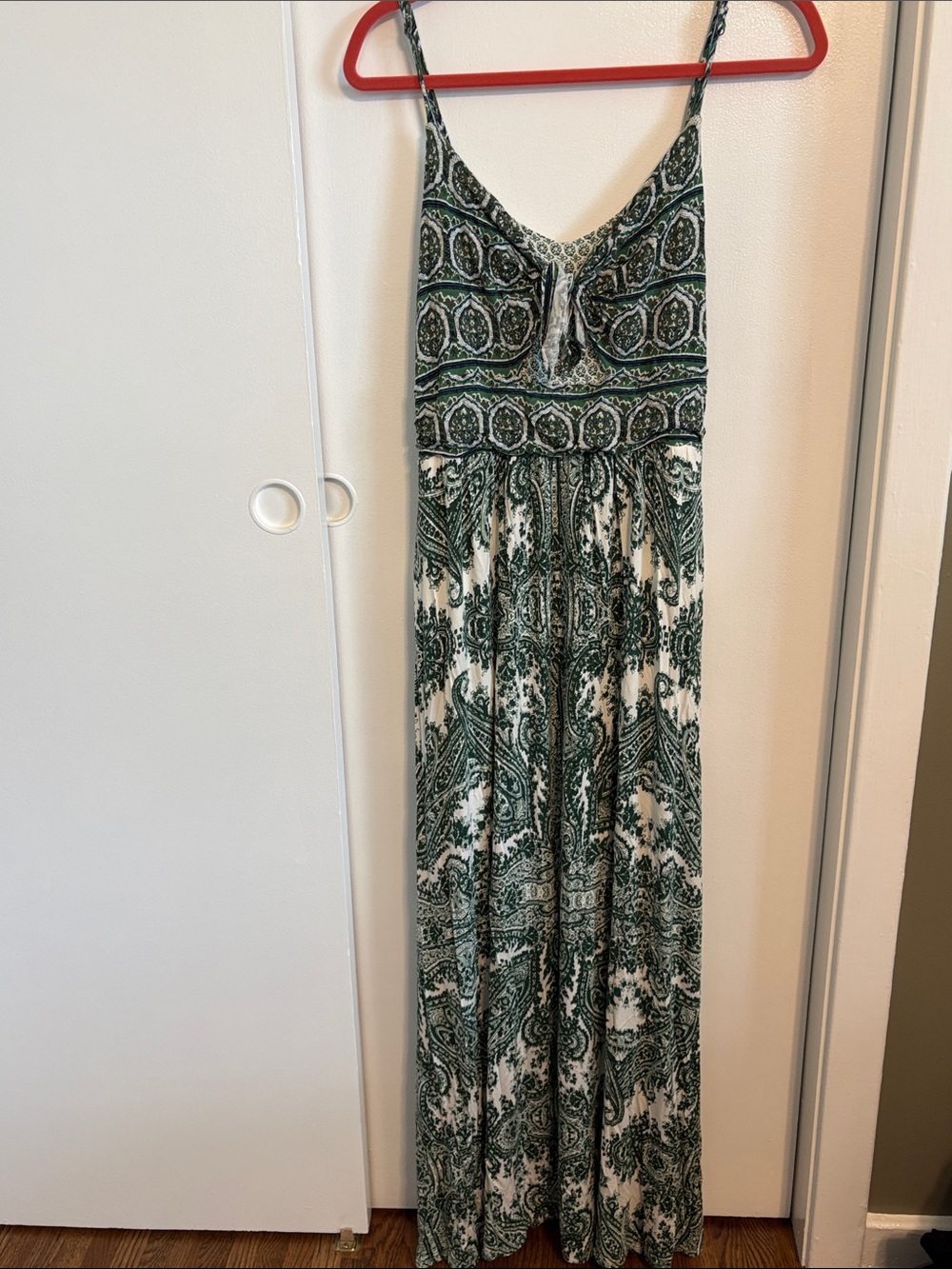Moulinette Soeurs by Anthropologie Green and White Paisley Maxi Dress